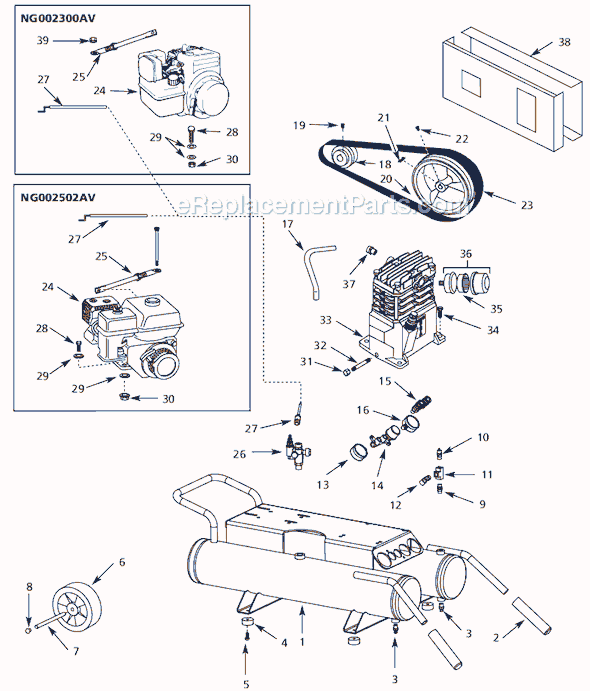 Page A Diagram and Parts List for EX801300AJ 2005 Campbell Hausfeld Compressor